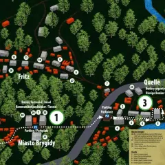 Mapa kompleksu bunkrów w Mamerkach, gdzie znajduje się m.in. "Bursztynowa Komnata".