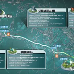 Mapa atrakcji Wałbrzycha i okolic: Stara Kopalnia, Muzeum Porcelany, Zamek Książ, Palmiarnia. Zaplanuj swoje wycieczki!