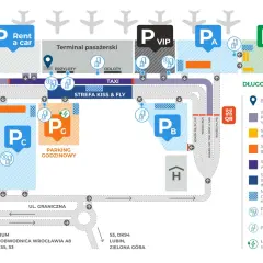 Mapa lotniska Wrocław: parkingi VIP, godzinowe, długoterminowe, Kiss & Fly. Znajdź darmowy parking lotnisko Wrocław.